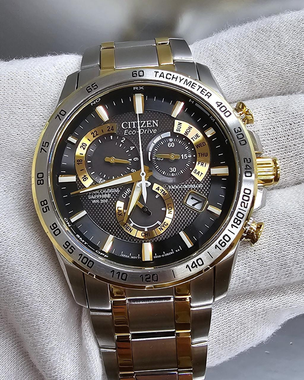 CITIZEN PCAT Eco-Drive 42 MM Black Dial Two-Tone Men's Watch AT4004-52E
