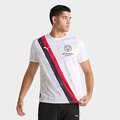 PUMA Men's x KidSuper Studios Manchester City Replica Soccer Jersey in Puma White/Navy/Red Size: Small