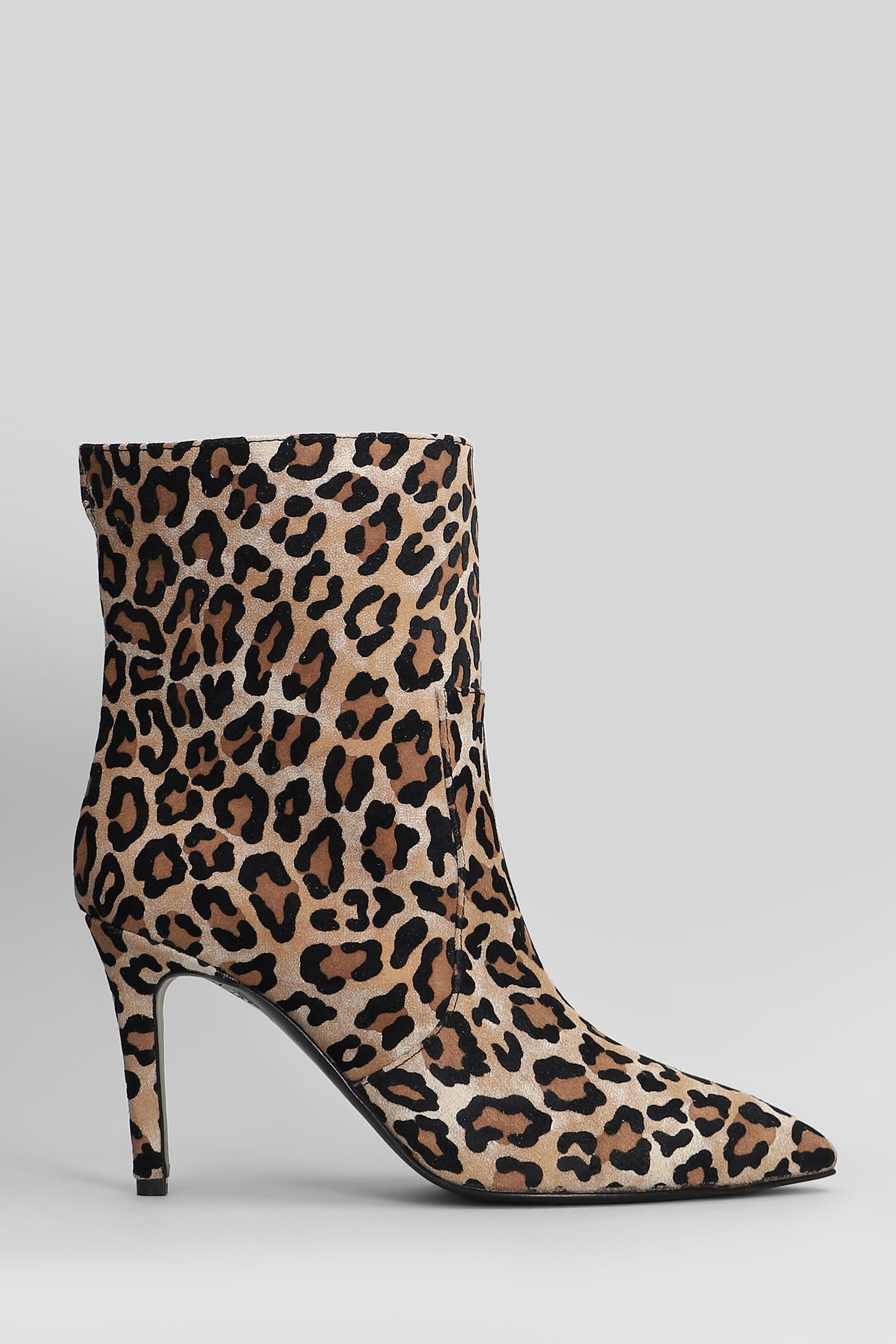 Via Roma 15 High Heels Ankle Boots In Animalier Suede