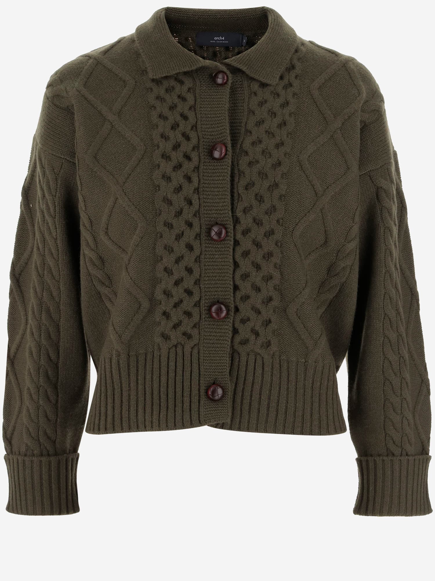 arch4 Cashmere Cardigan With Cable Knit Pattern