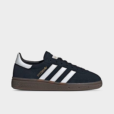 adidas Big Kids Originals Handball Spezial Casual Shoes in Black/White/Gum Size: 3.5