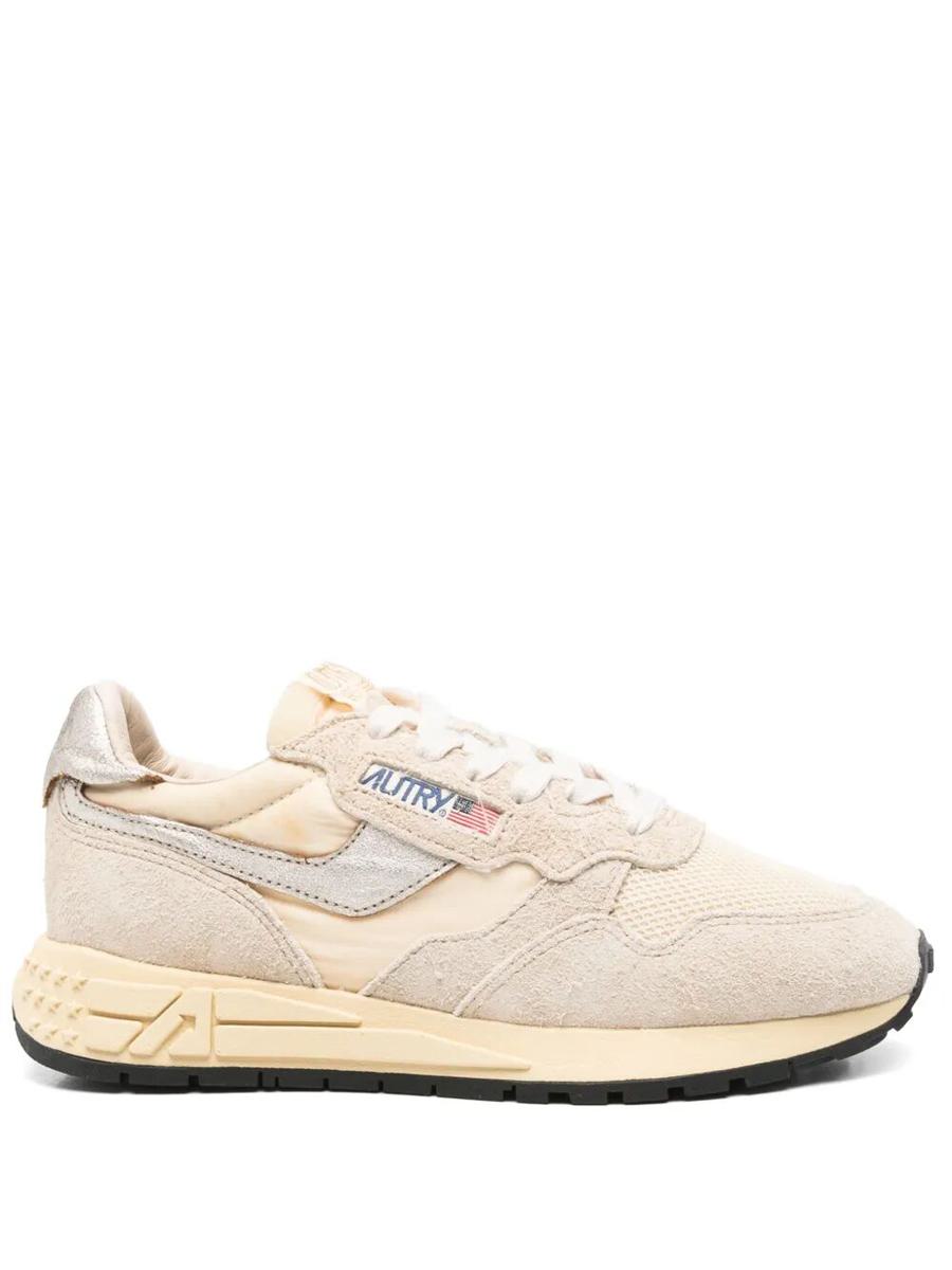Autry Reelwind Low Sneakers In Nylon Suede And Leather Color Ecru And Platinum Shoes