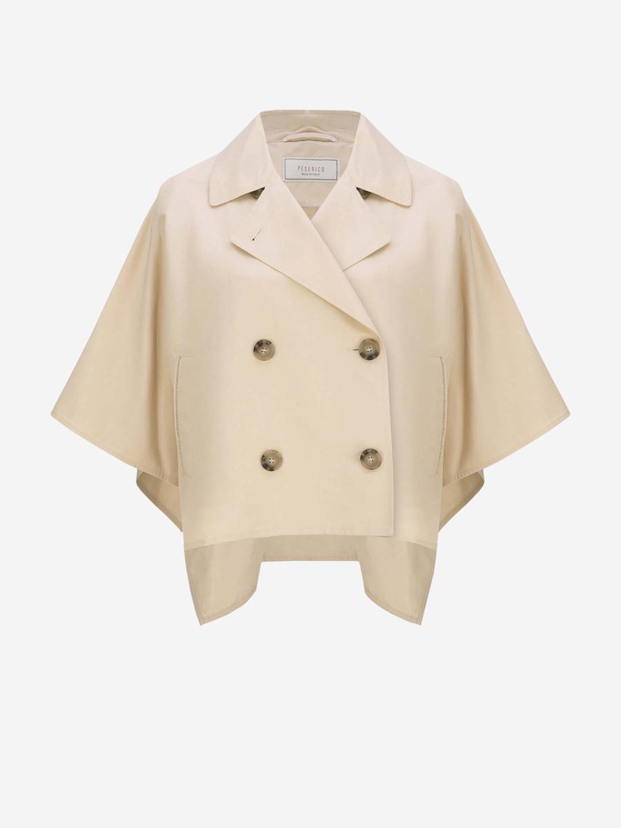 Peserico Double-Breasted Lightweight Twill Trench Coat