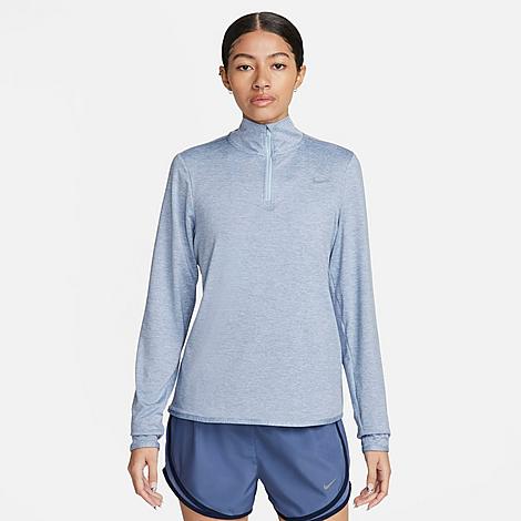 Nike Women's Swift Element Quarter-Zip Running Top in Light Armory Blue/Reflective Silver Size: XS