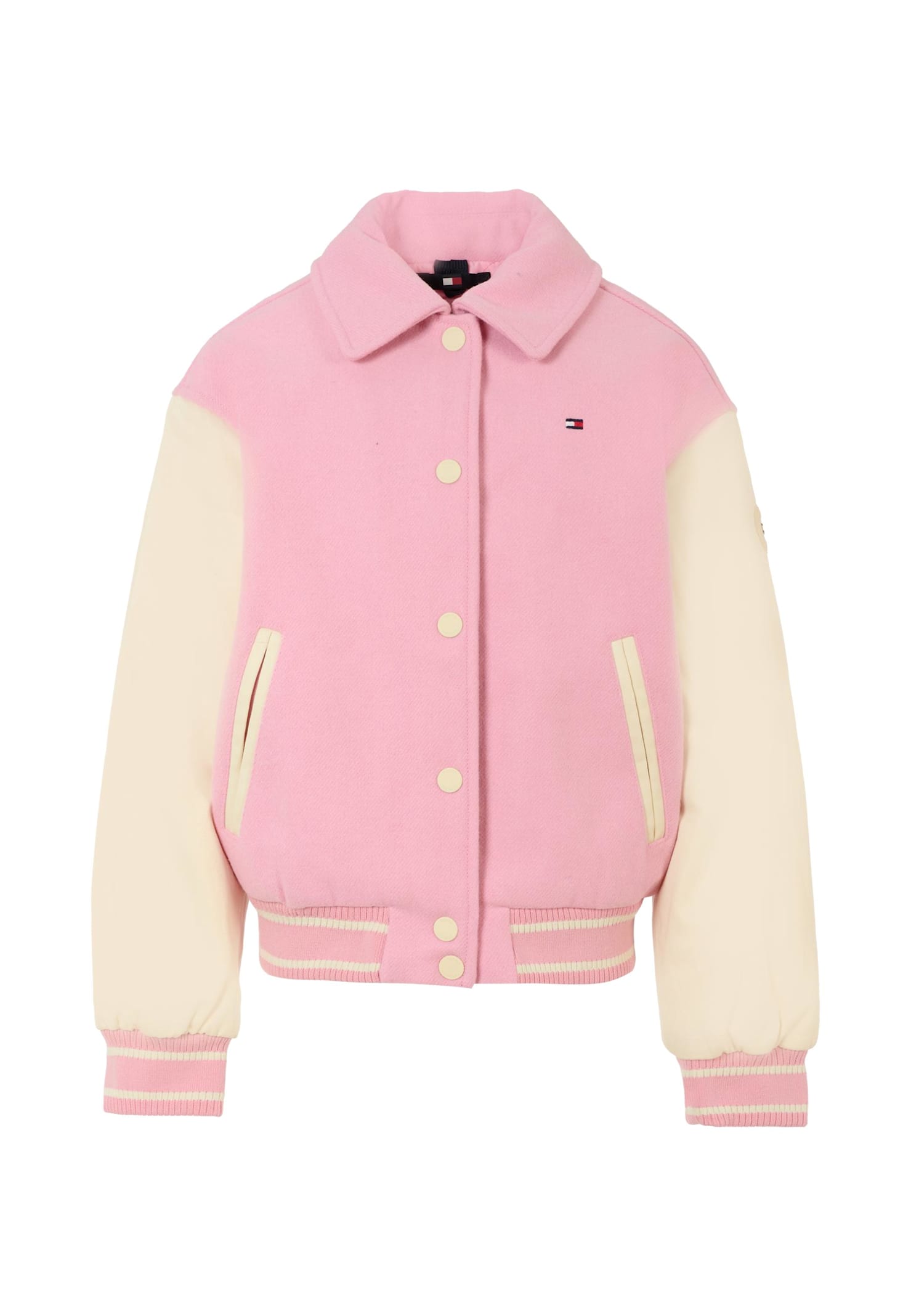 Tommy Hilfiger Pink Bomber Jacket For Girl With Logo