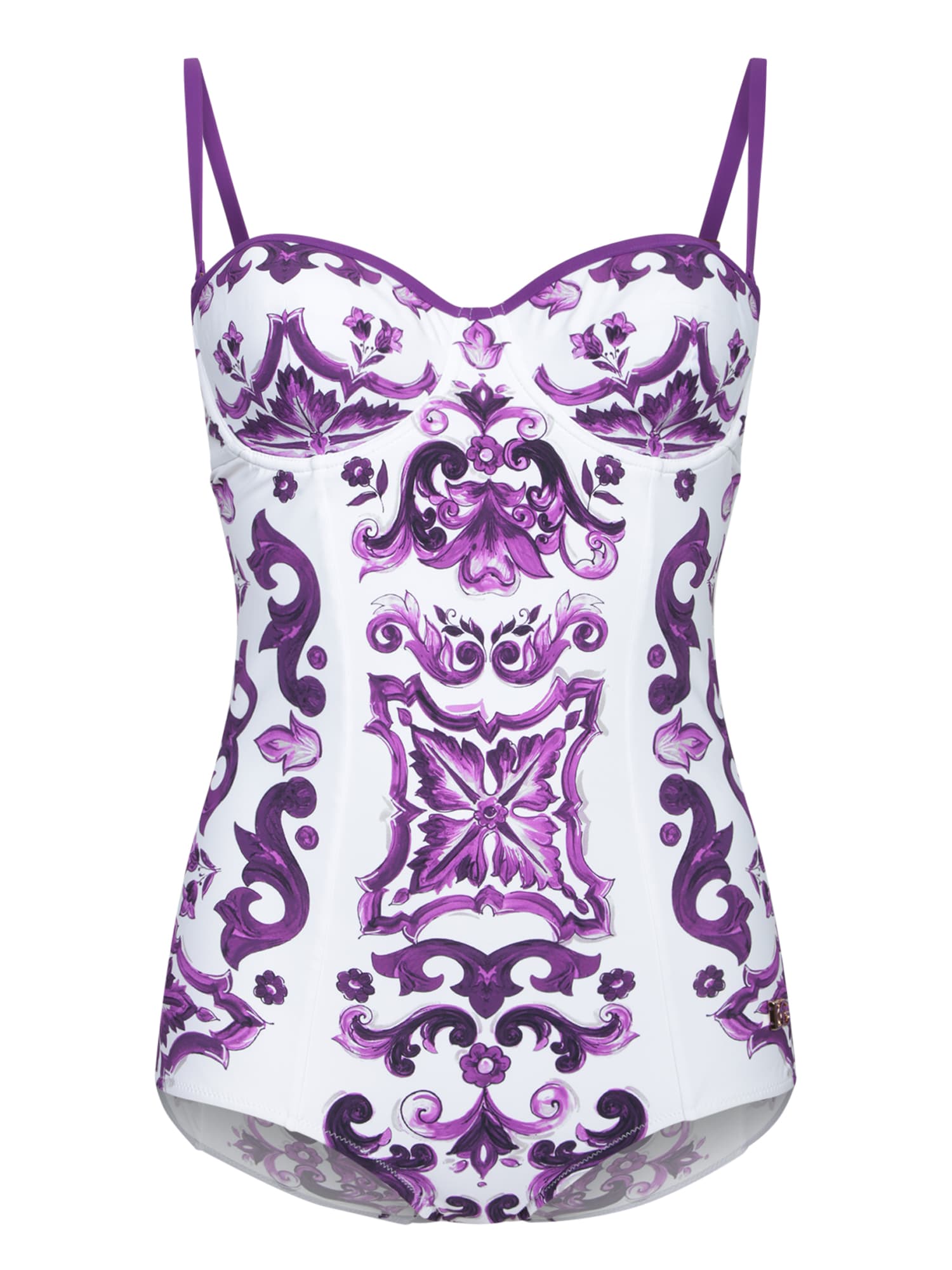 Dolce & Gabbana Maiolica Violet One-piece Swimsuit