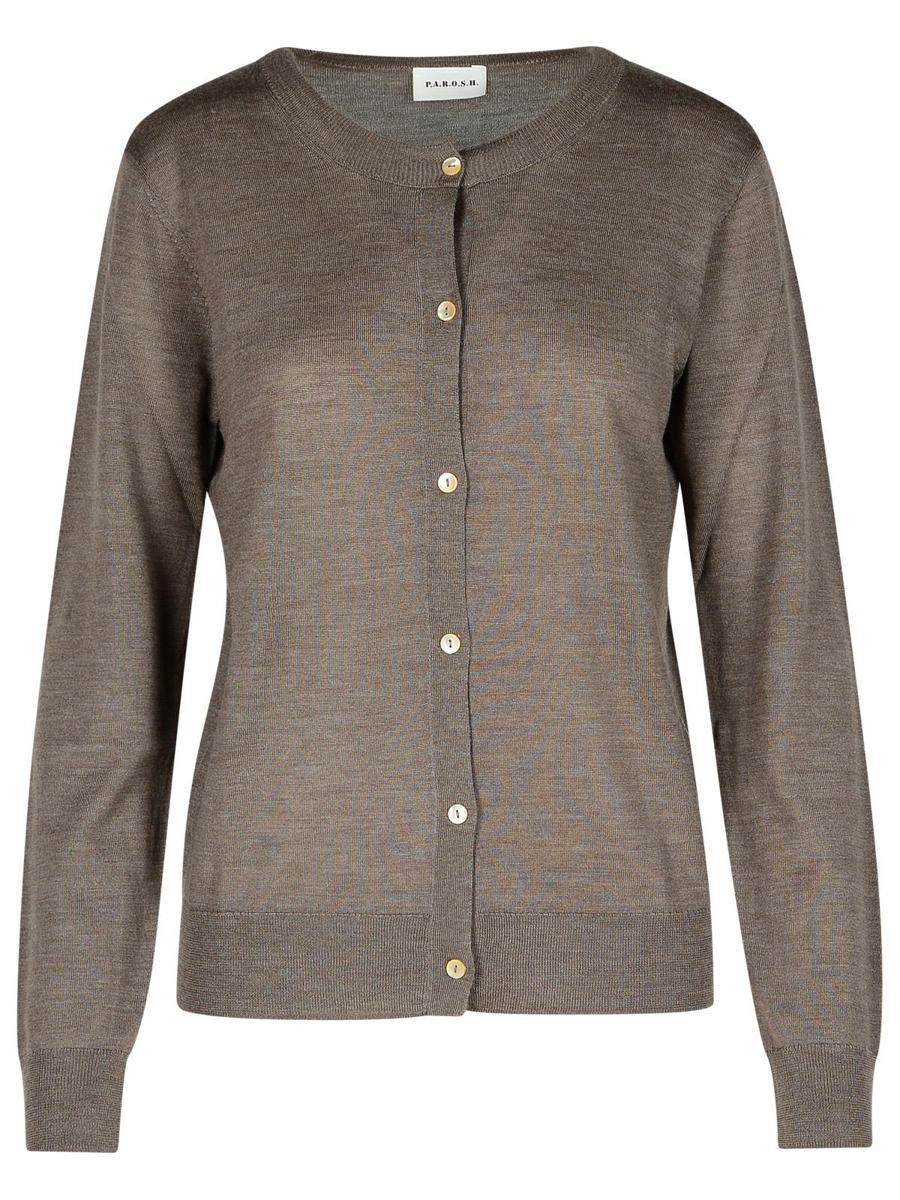 P. A.R. O.S. H. 'Linfa' Brown Wool Blend Cardigan