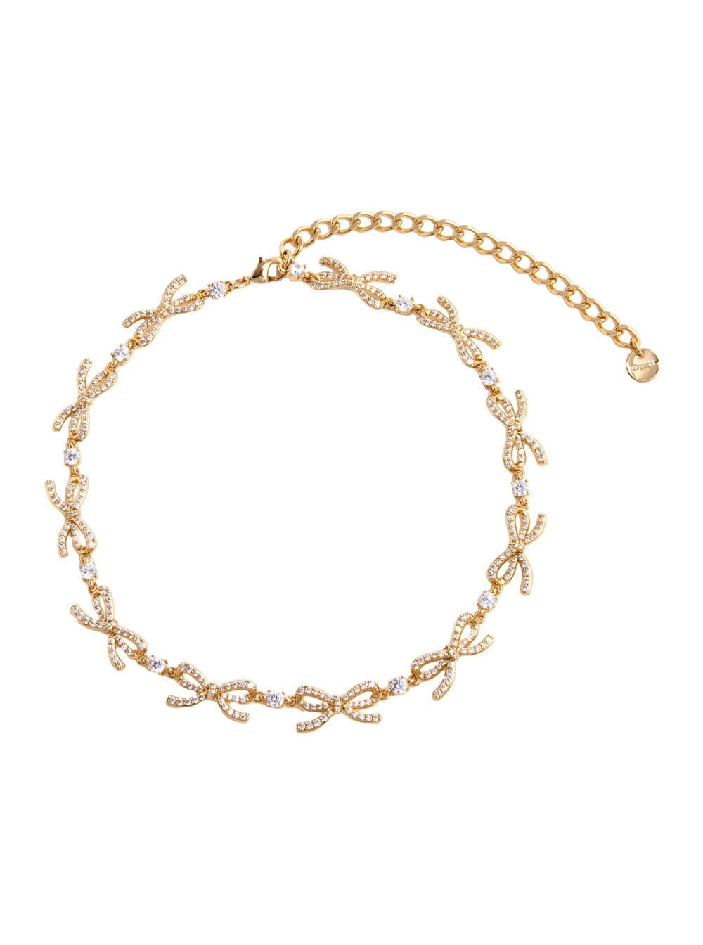 self-portrait Gold Crystal Bows Necklace