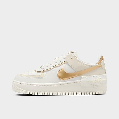 Nike Women's Air Force 1 Shadow Casual Shoes in Sail/Metallic Gold/Coconut Milk Size: 8.0