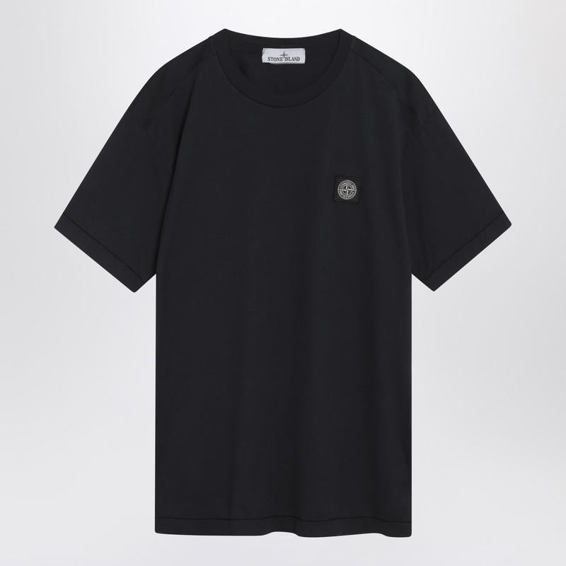 Stone Island Navy T-Shirt With Logo Patch