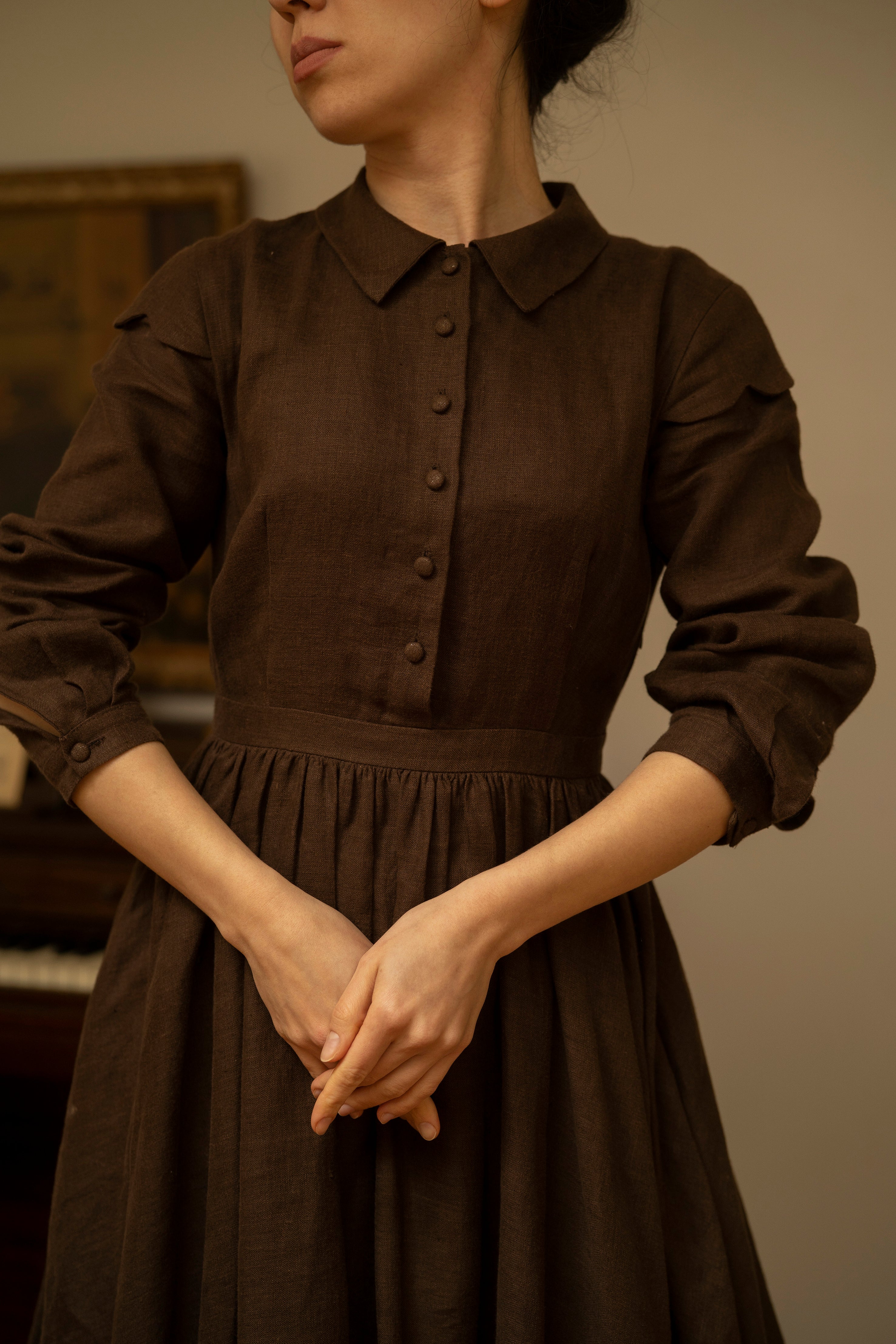 Jo Dress with long sleeves | Linen dress