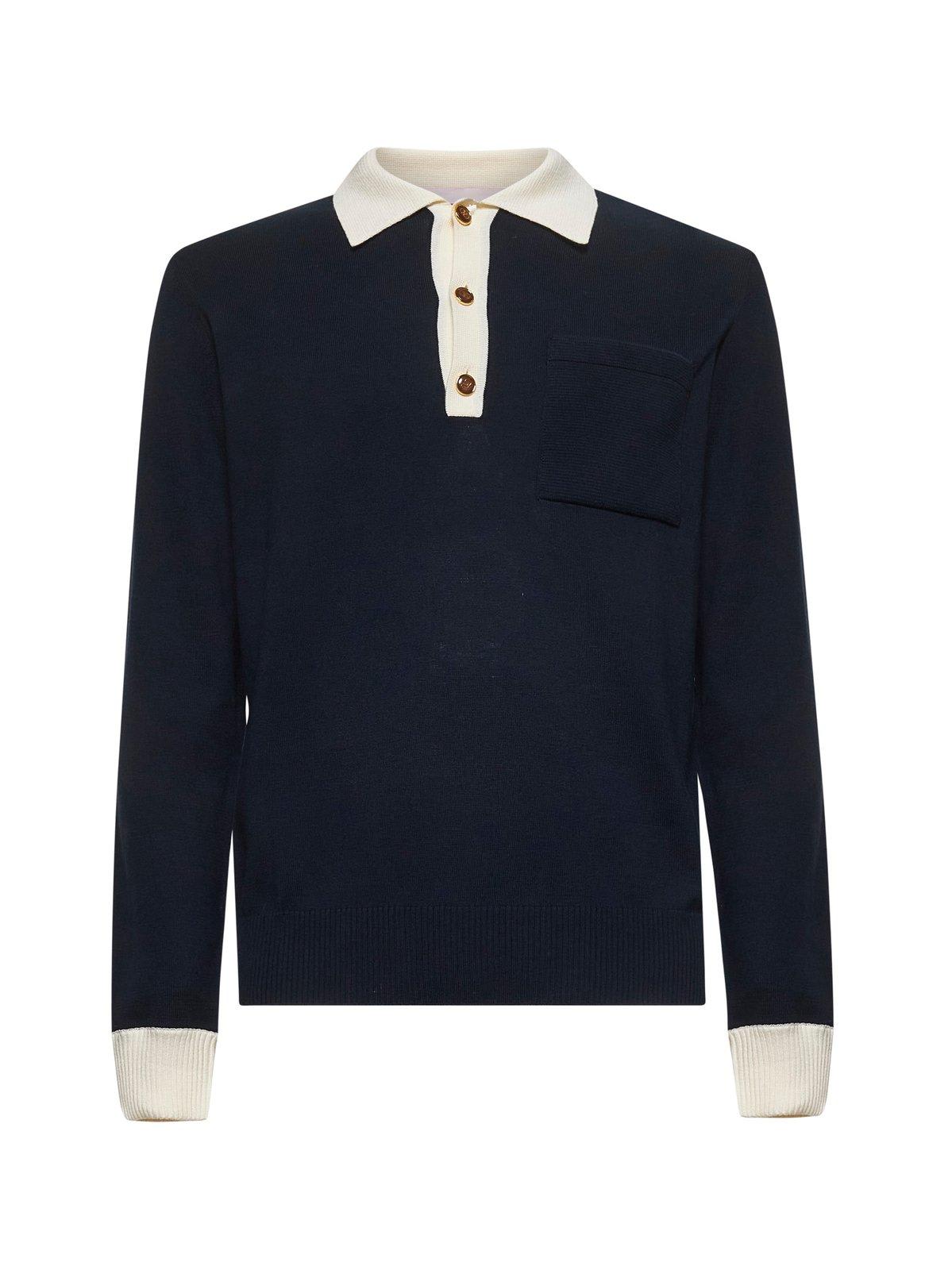 Valentino Button Detailed Long-sleeved Polo Shirt