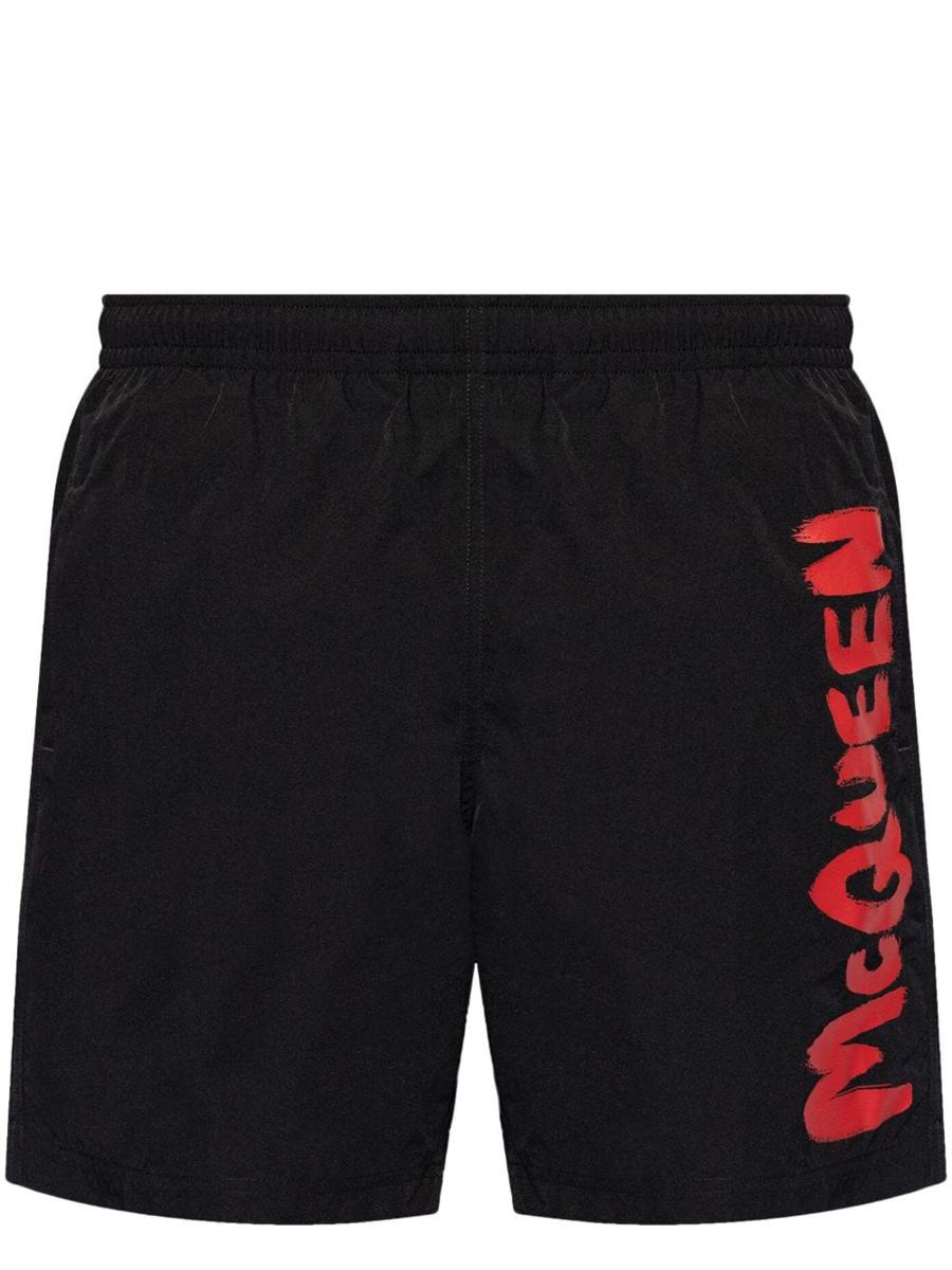 Alexander McQueen Swimsuit With Contrast Side Printed Logo
