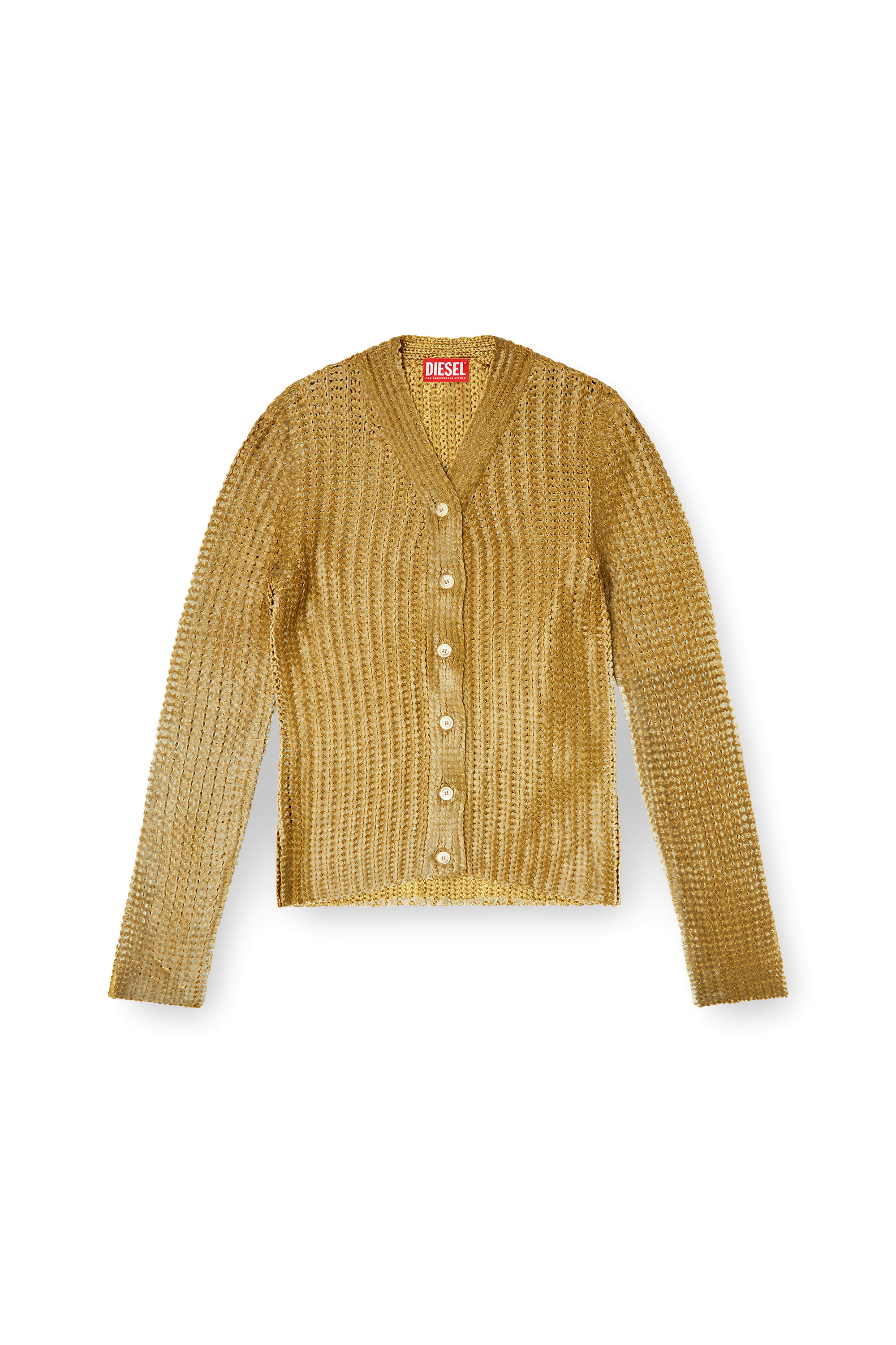 Diesel - Ribbed cardigan with shiny effect - Knitwear - Woman - To Be Defined