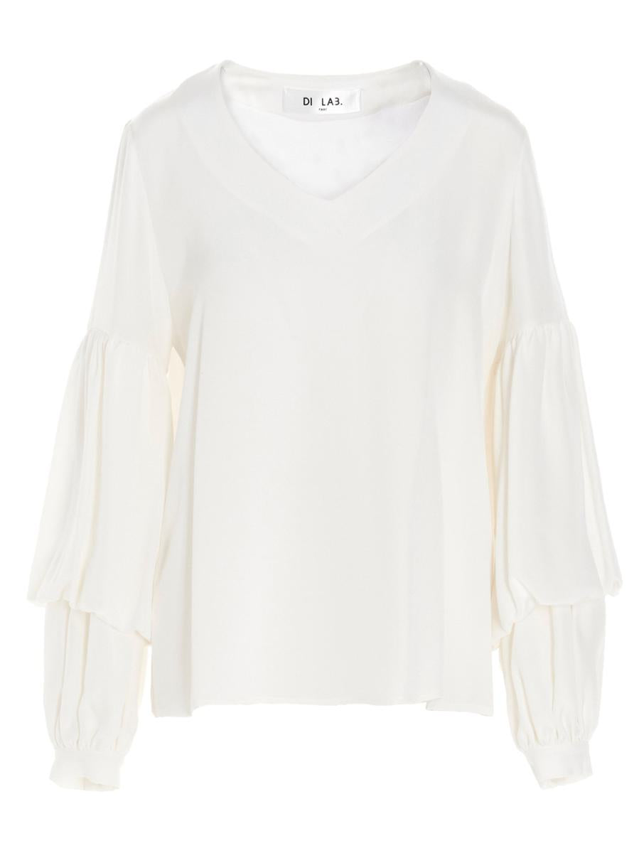 Di. La3 Pari' Puff-Sleeve Silk Shirt