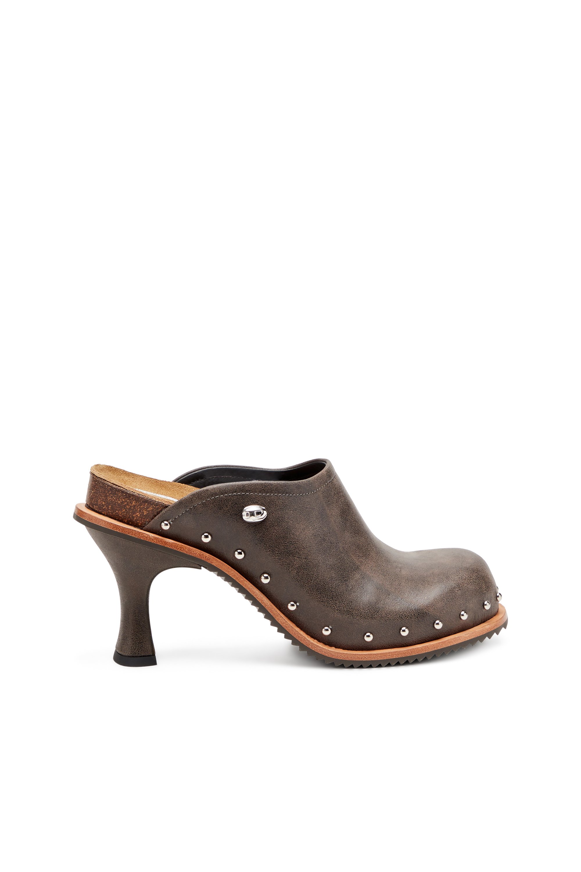 Diesel - D-Woodstock-Studded leather mules - Mules - Woman - Brown