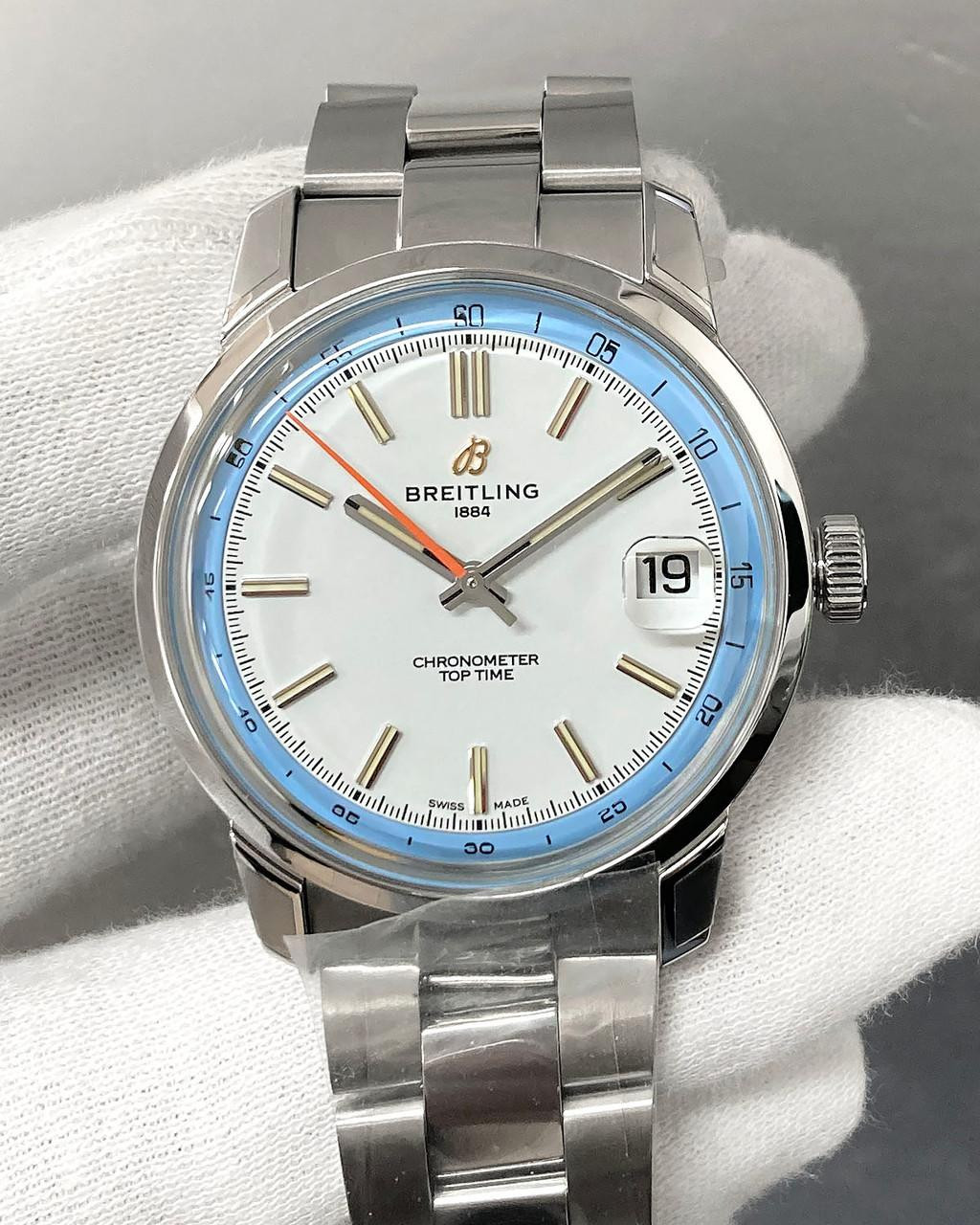 BREITLING Top Time B31 Automatic 38MM Sky Blue Dial SS Men's Watch AB3113281A1A1