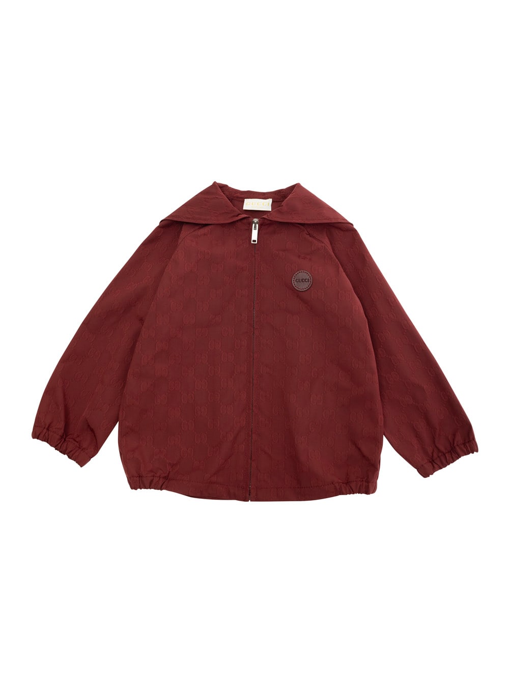 Gucci Red Jacket With All-over Gg Motif In Tech Fabric Baby