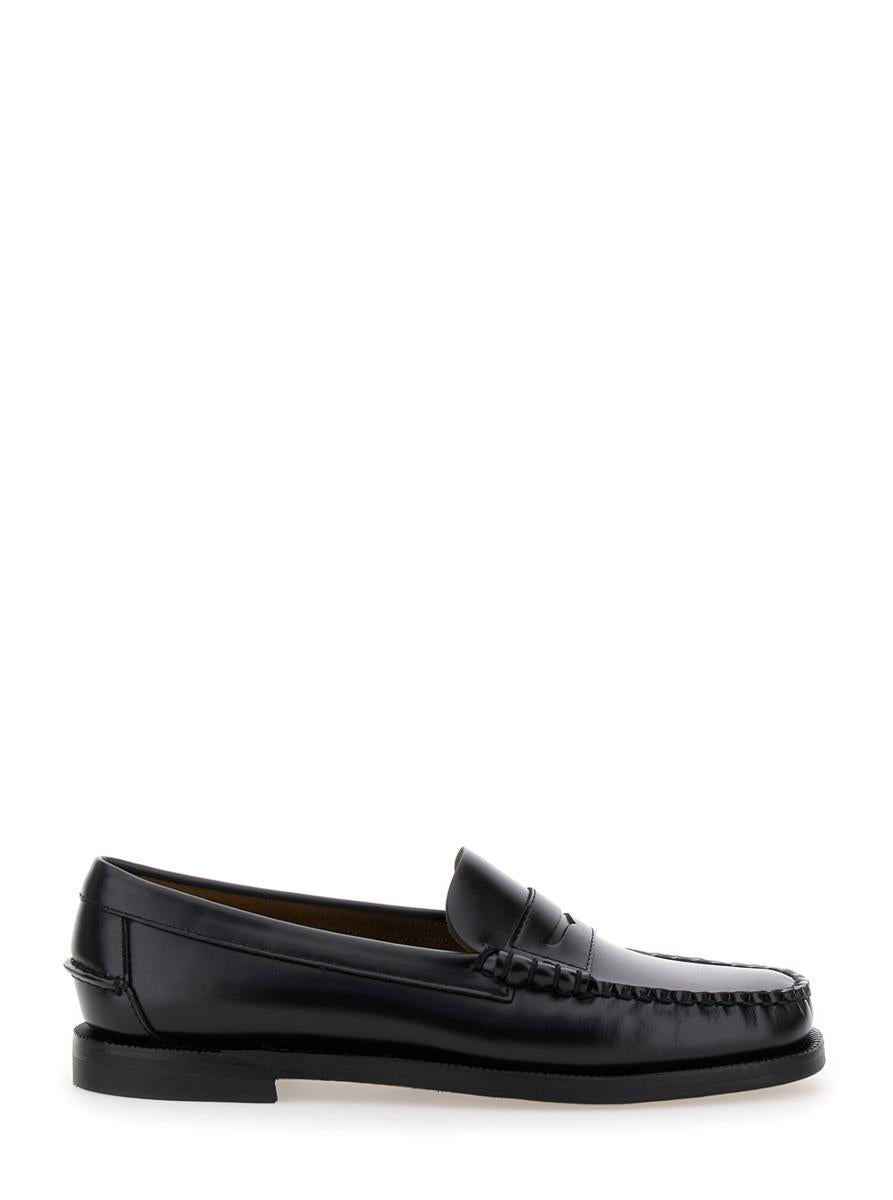 Black Pull-On Loafers In Leather Woman