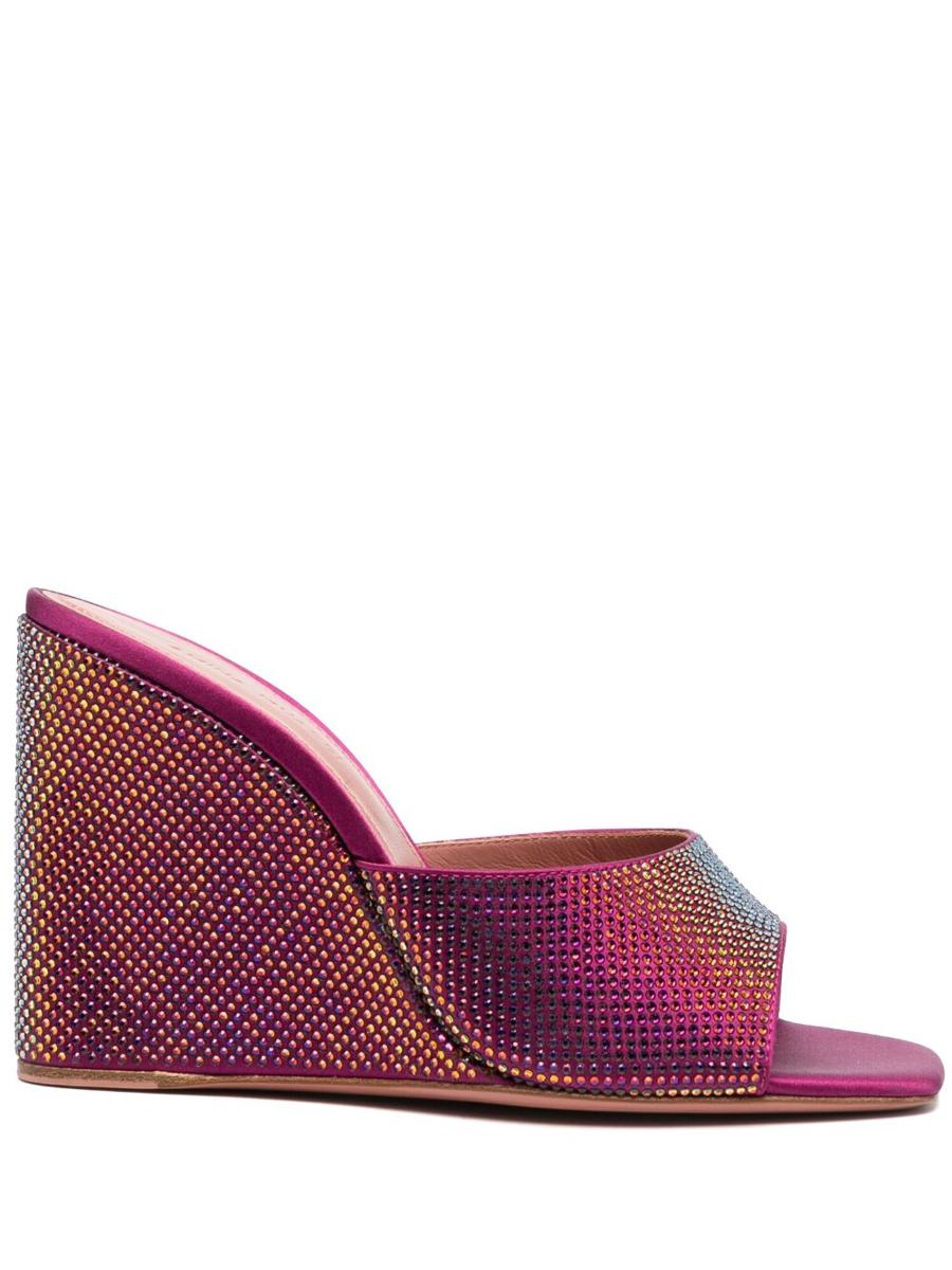 Amina Muaddi Lupita Crystal Wedge Sandals