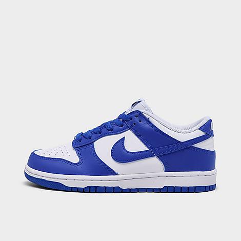 Nike Big Kids Dunk Low Casual Shoes in White/Hyper Royal/Hyper Royal Size: 3.5