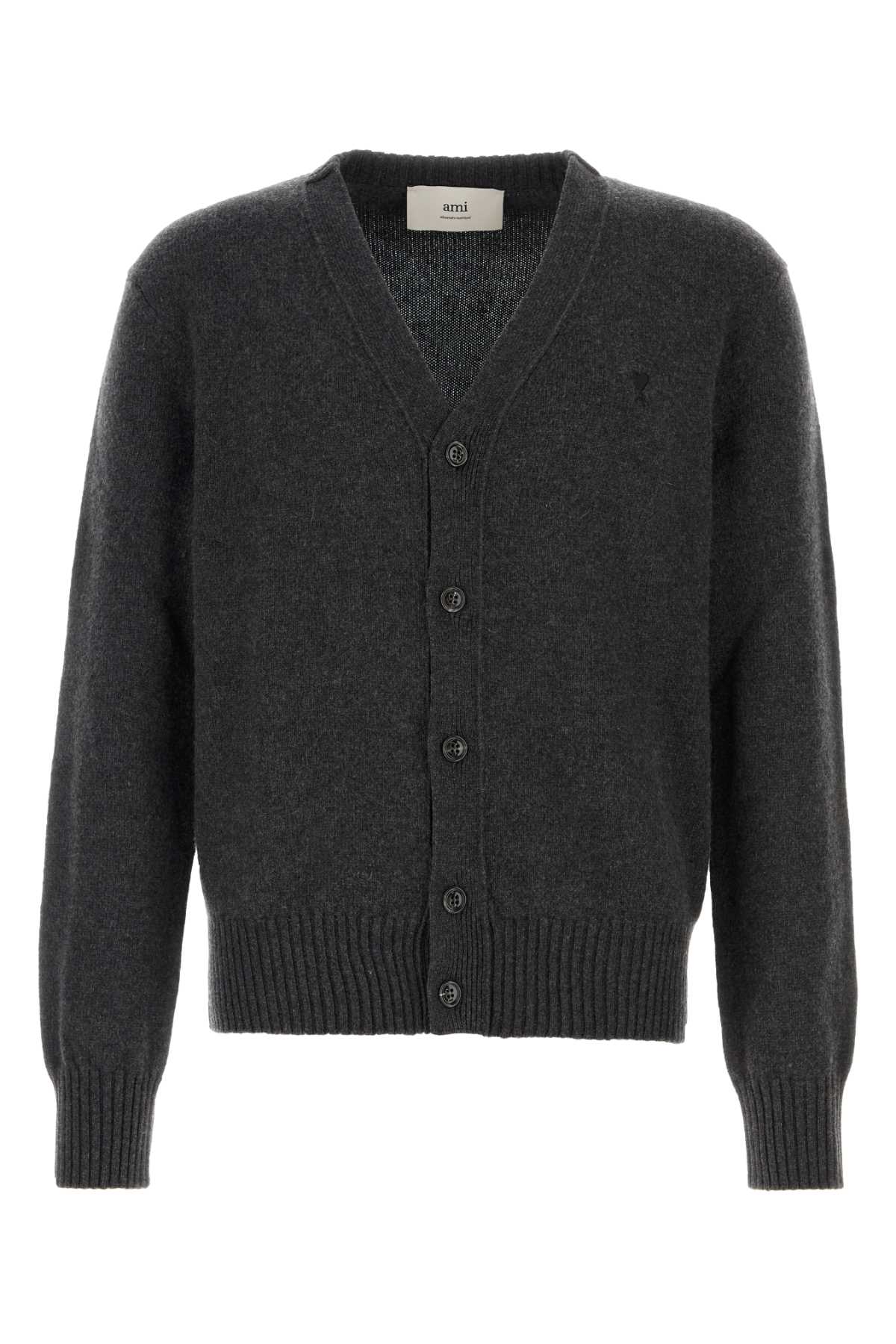 Ami Alexandre Mattiussi Charcoal Cashmere Blend Cardigan