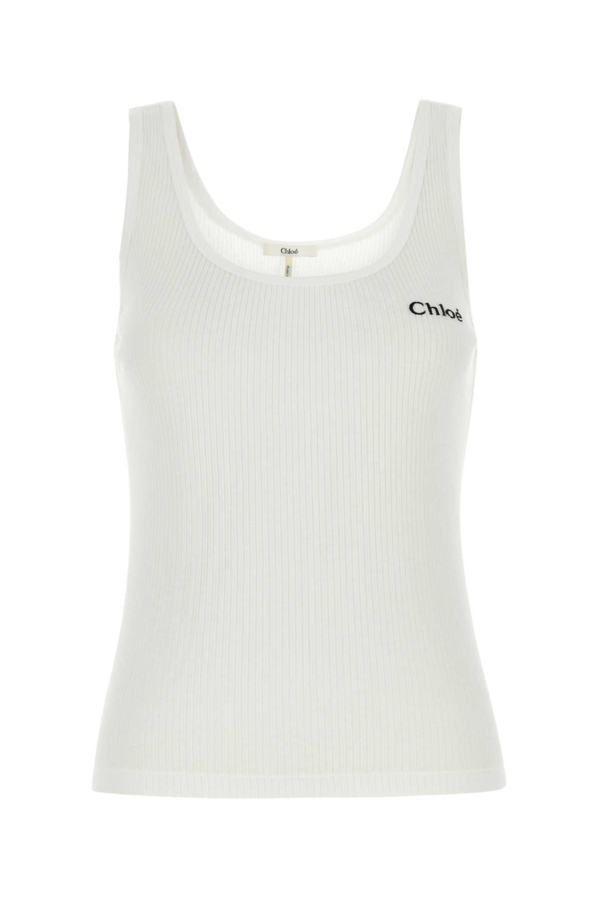 Chloé White Cotton Tank Top