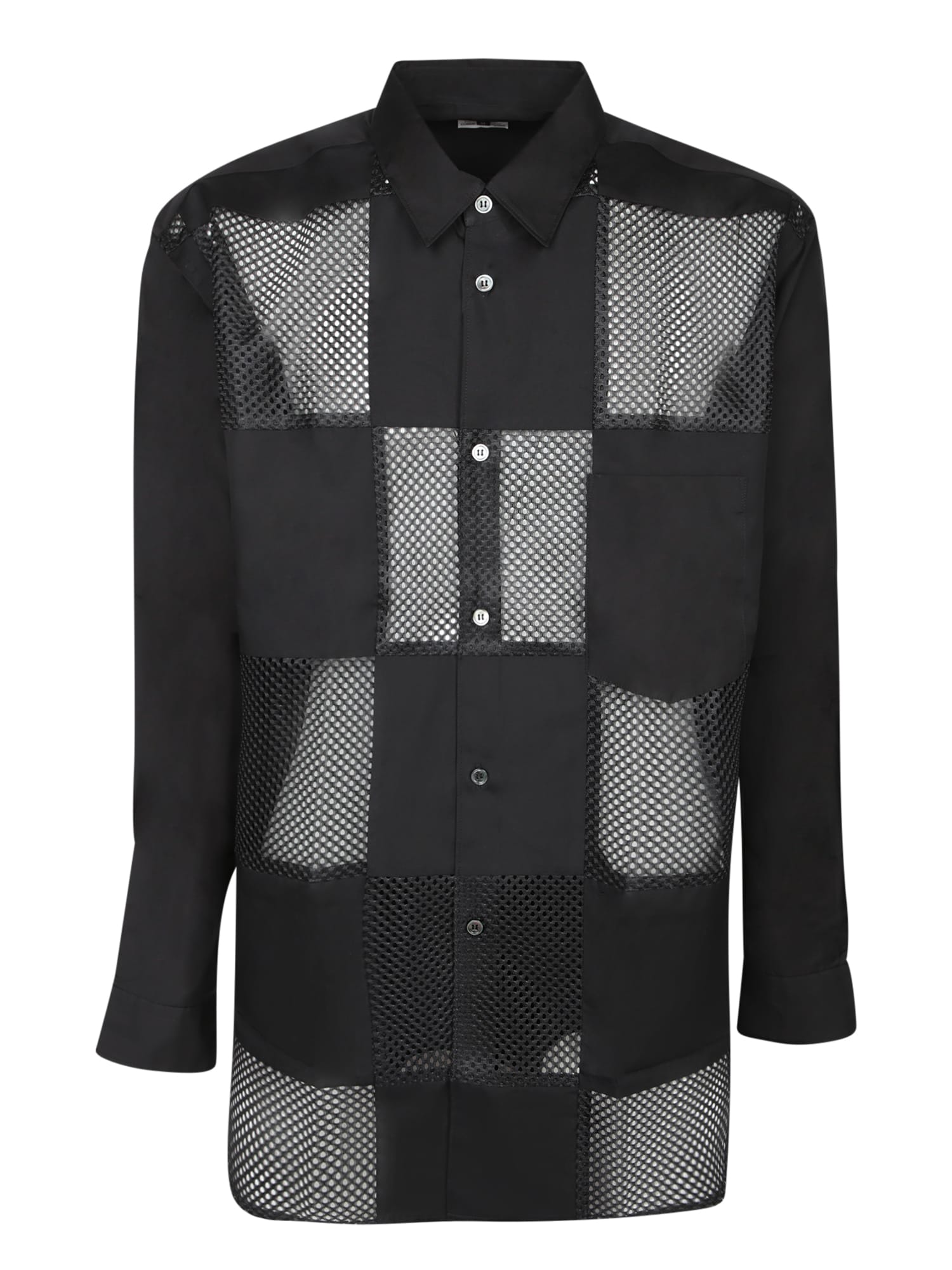 Comme Des Garçons Homme Plus Black Cotton And Mesh Shirt