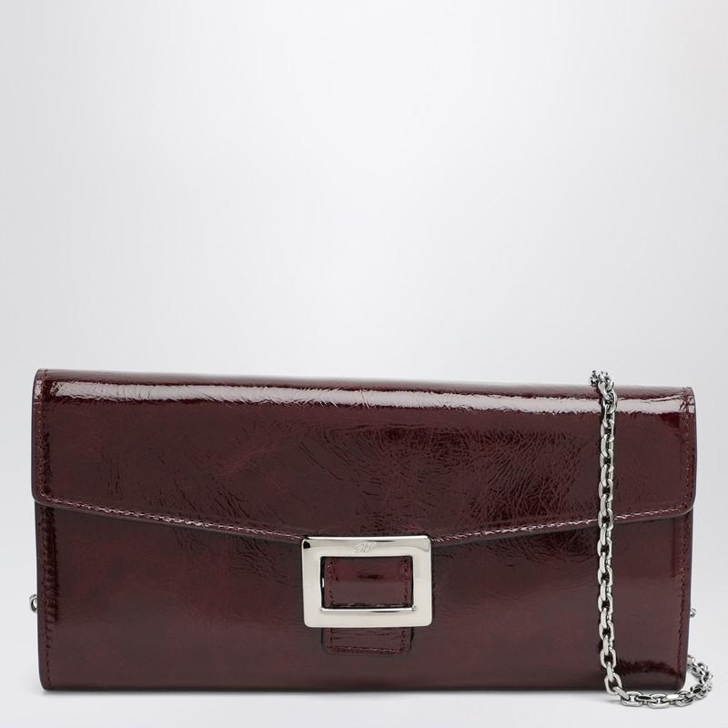 Roger Vivier Belle Vivier Dark Violet Patent Wallet With Chain
