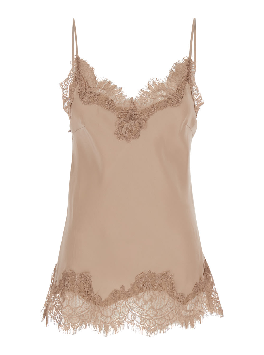 Gold Hawk coco Beige Camie Top With Tonal Lace Trim In Silk Woman