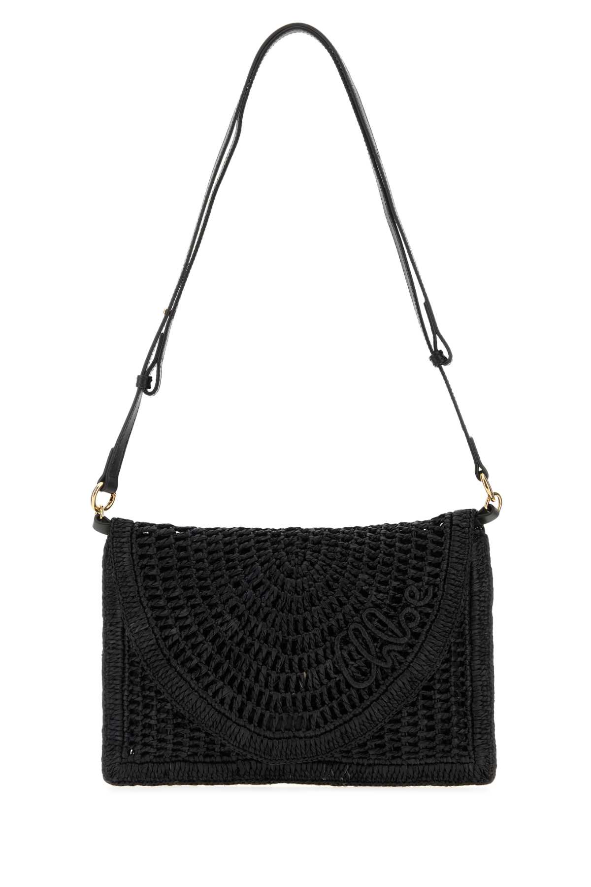 Chloé Black Raffia Summer Banana Crossbody Bag
