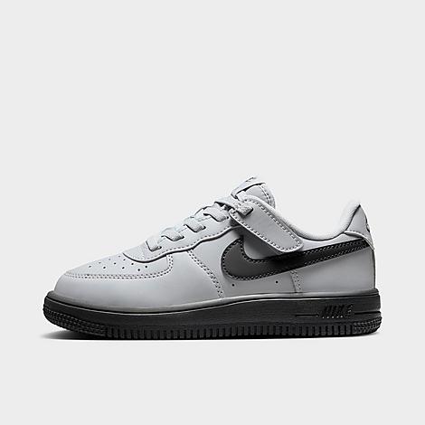 Nike Little Kids Force 1 Low EasyOn Stretch Lace Casual Shoes (8C-3Y) in Wolf Grey/Dark Smoke Grey