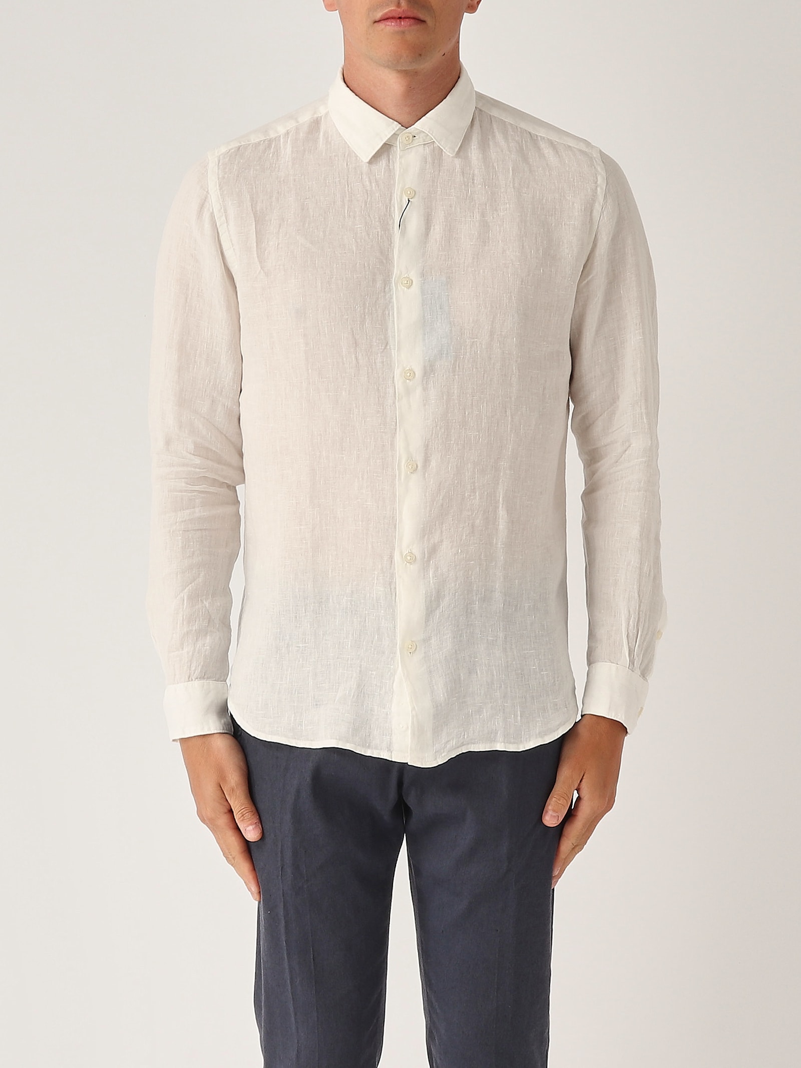 Altea Camicia M/l Collo Aperto Full-button Lino 100% Shirt