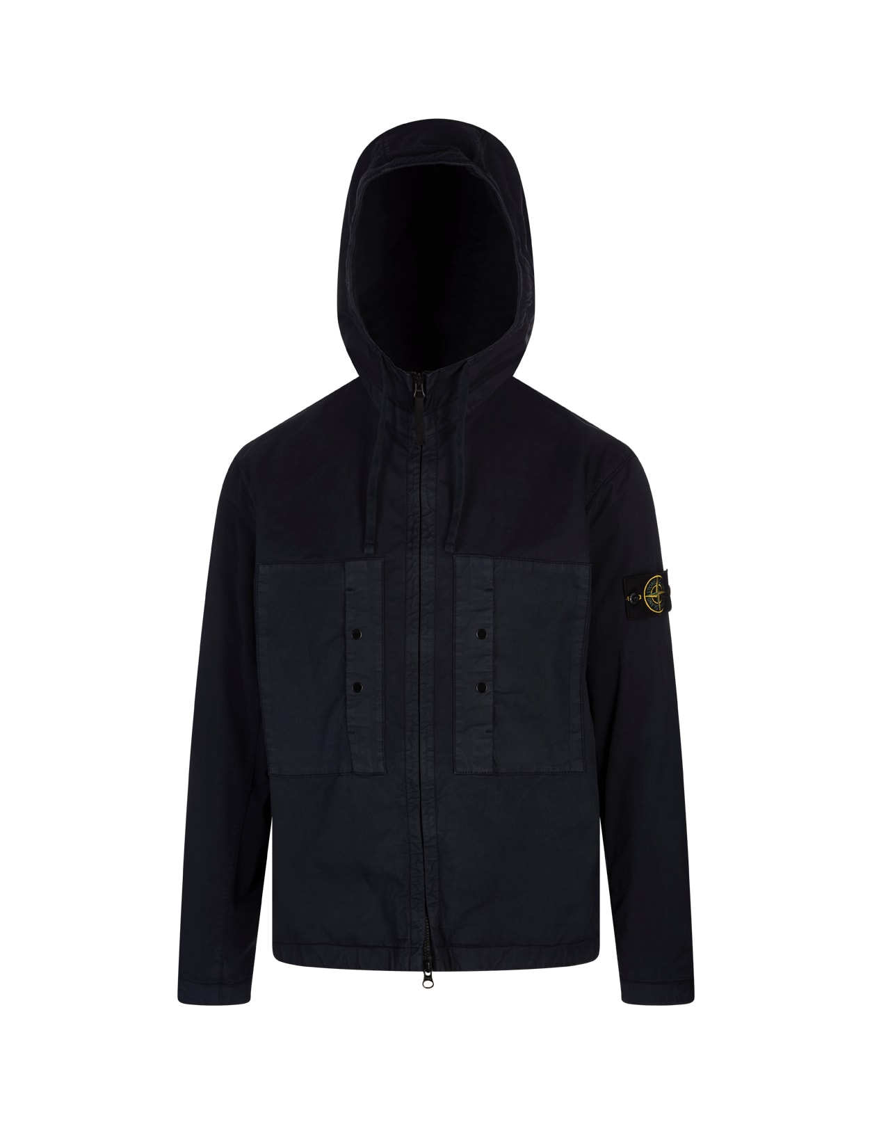 Stone Island Blue Jacket In Supima Cotton Twill Stretch-tc