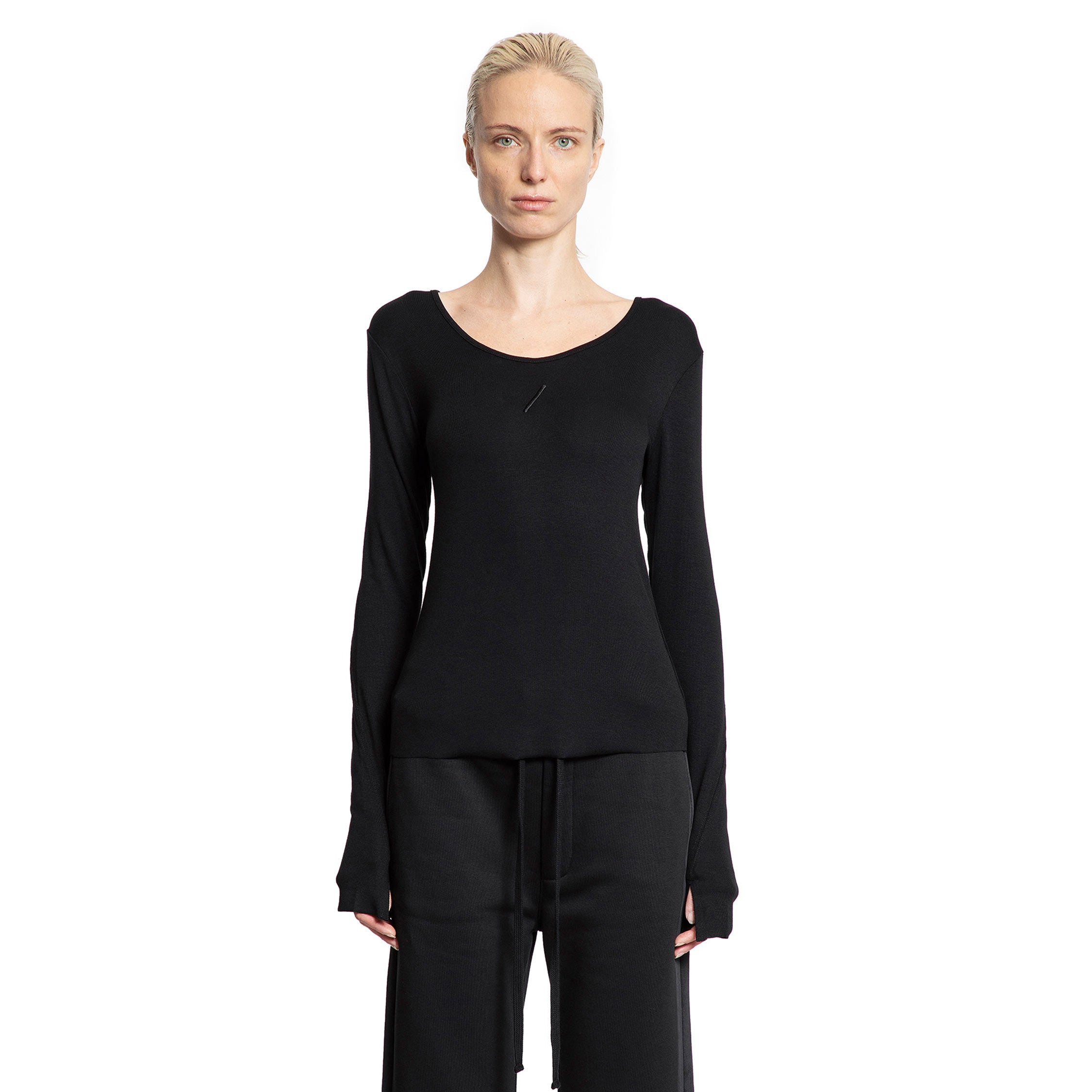 Stretch Cotton Nylon Long Sleeve Top