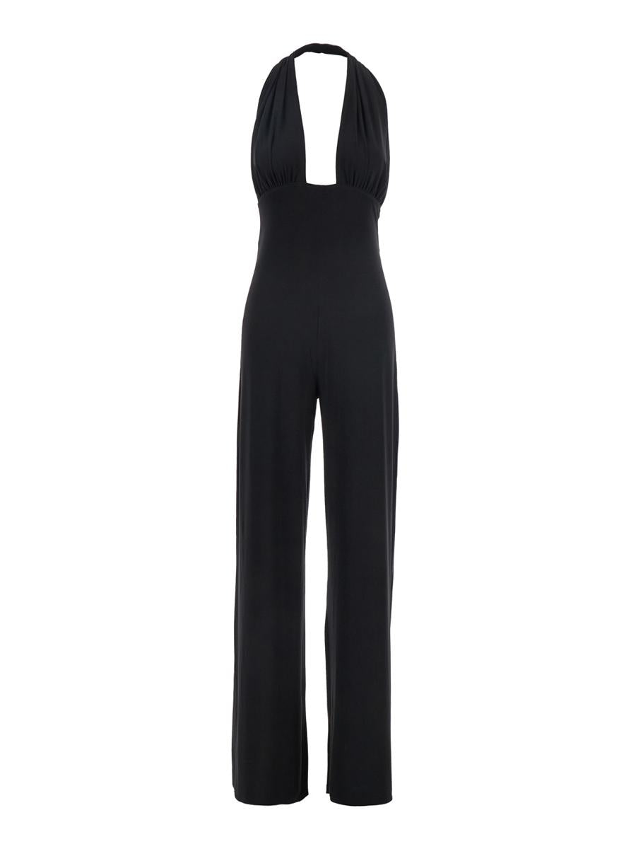 Cross Halter Straight Leg Jumpsuit