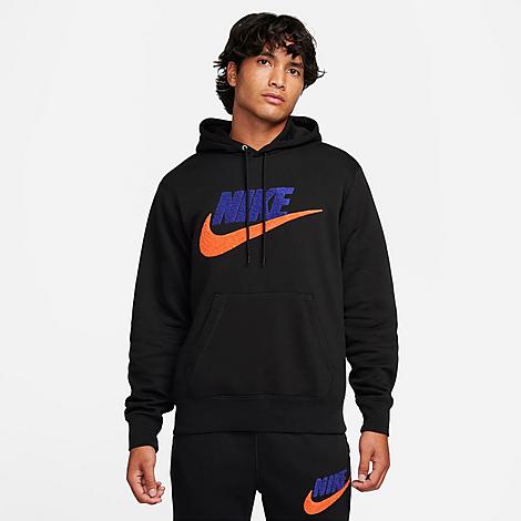 Nike Men's Club Fleece Chenille Futura Pullover Hoodie in Black Size: Small