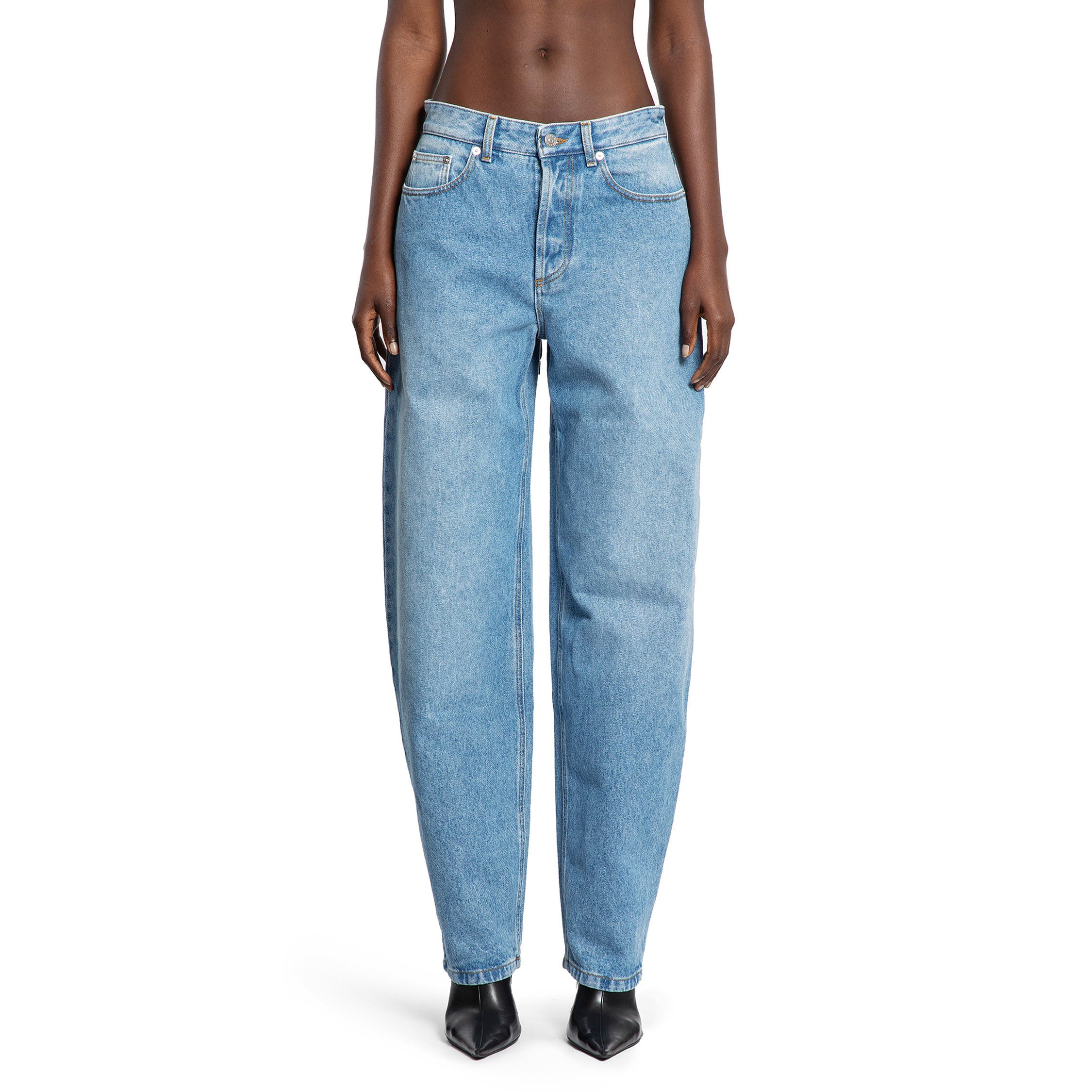 Jeans a gamba larga con lacci