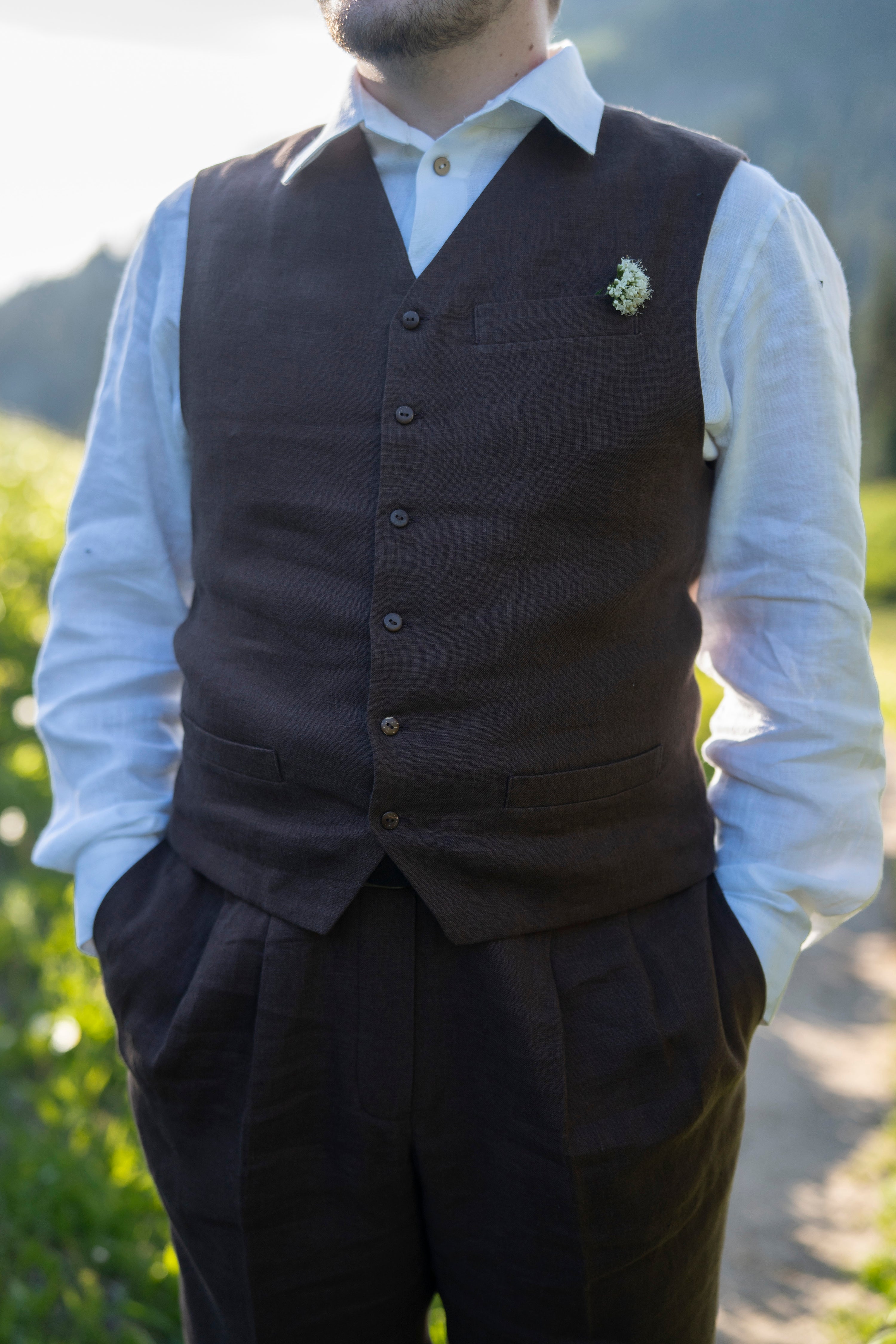 Men's Linen Vest
