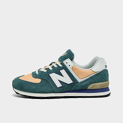 New Balance Men's 574 Core Casual Shoes in New Spruce/Peach Blossom/Team Royal Size: 9.5