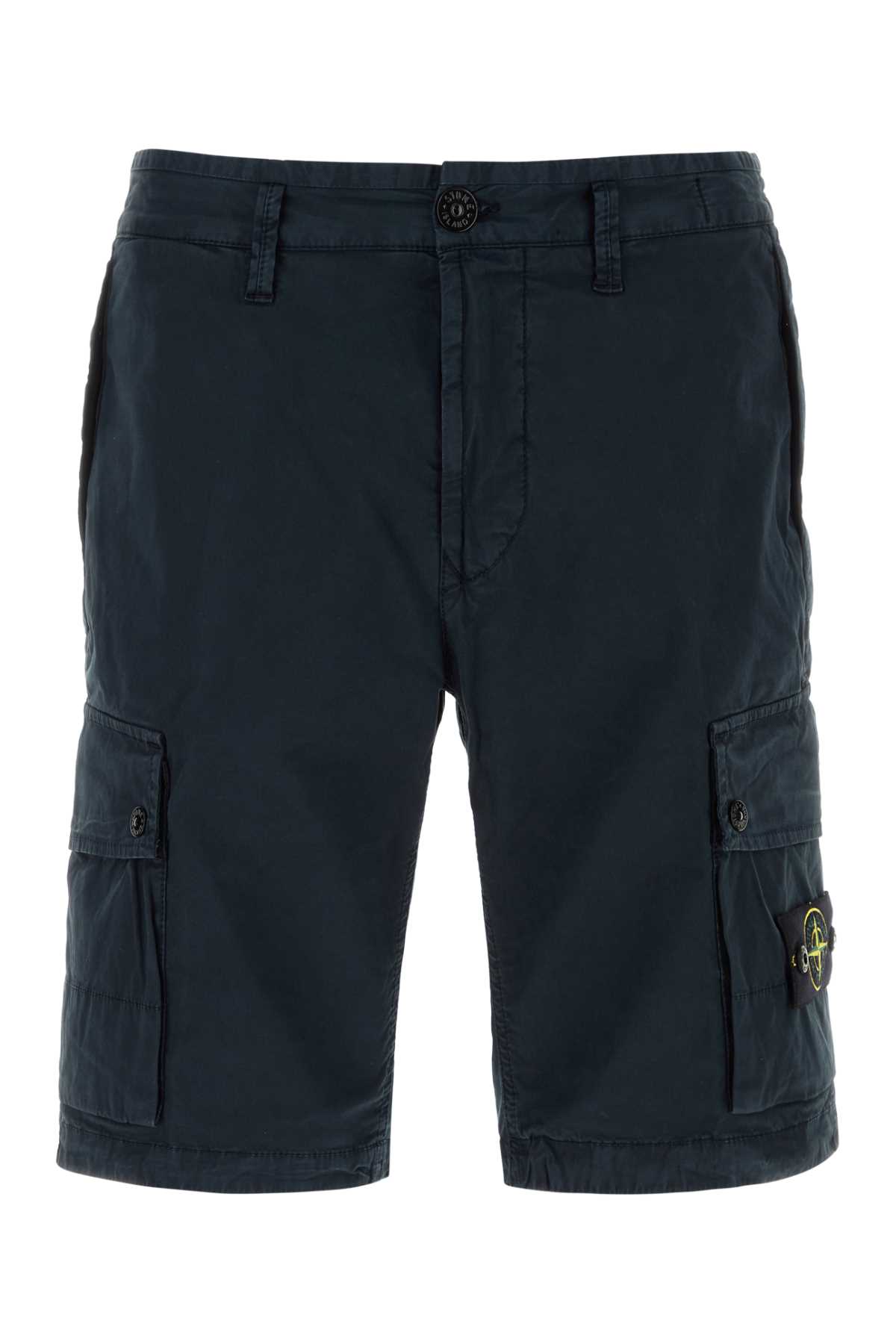 Stone Island Navy Blue Stretch Cotton Bermuda Shorts