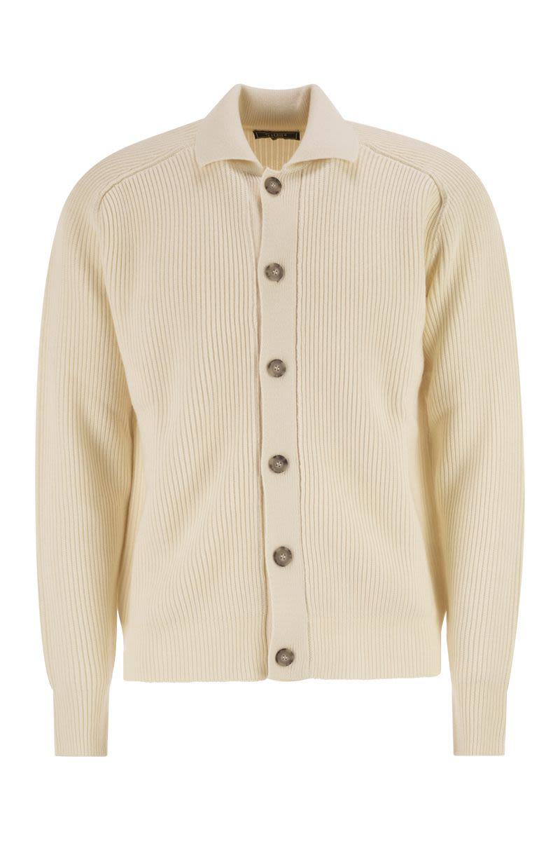 Peserico English Ribbed Wool Cardigan