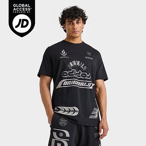 adidas Men's Originals Moto Sponsors T-Shirt in Black/Grey Size: Small
