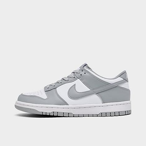 Nike Big Kids Dunk Low Casual Shoes in WHITE/LT SMOKE GREY- Size: 3.5