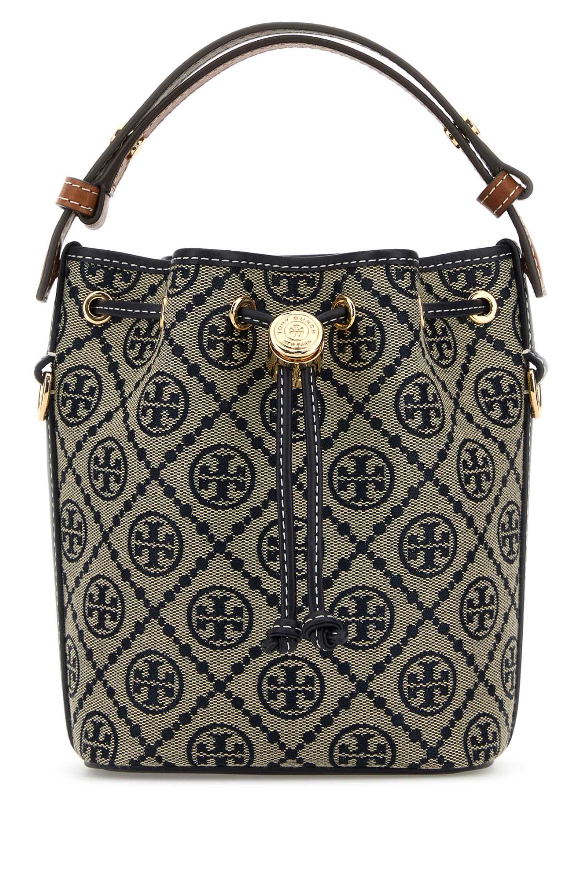 Tory Burch Embroidered Fabric Mini T Monogram Bucket Bag