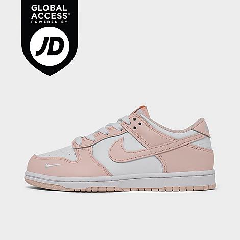 Nike Little Kids Dunk Low Casual Shoes in White/Washed Coral Size: 1