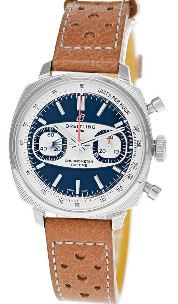 BREITLING Top Time B01 Racing Automatic 38MM Black Dial Leather Men's Watch AB01771A1B1X1
