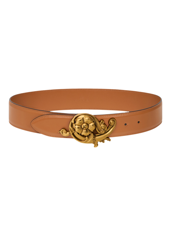 Etro, Ceinture En Cuir À Boucle Florale, Femme, Taille 70