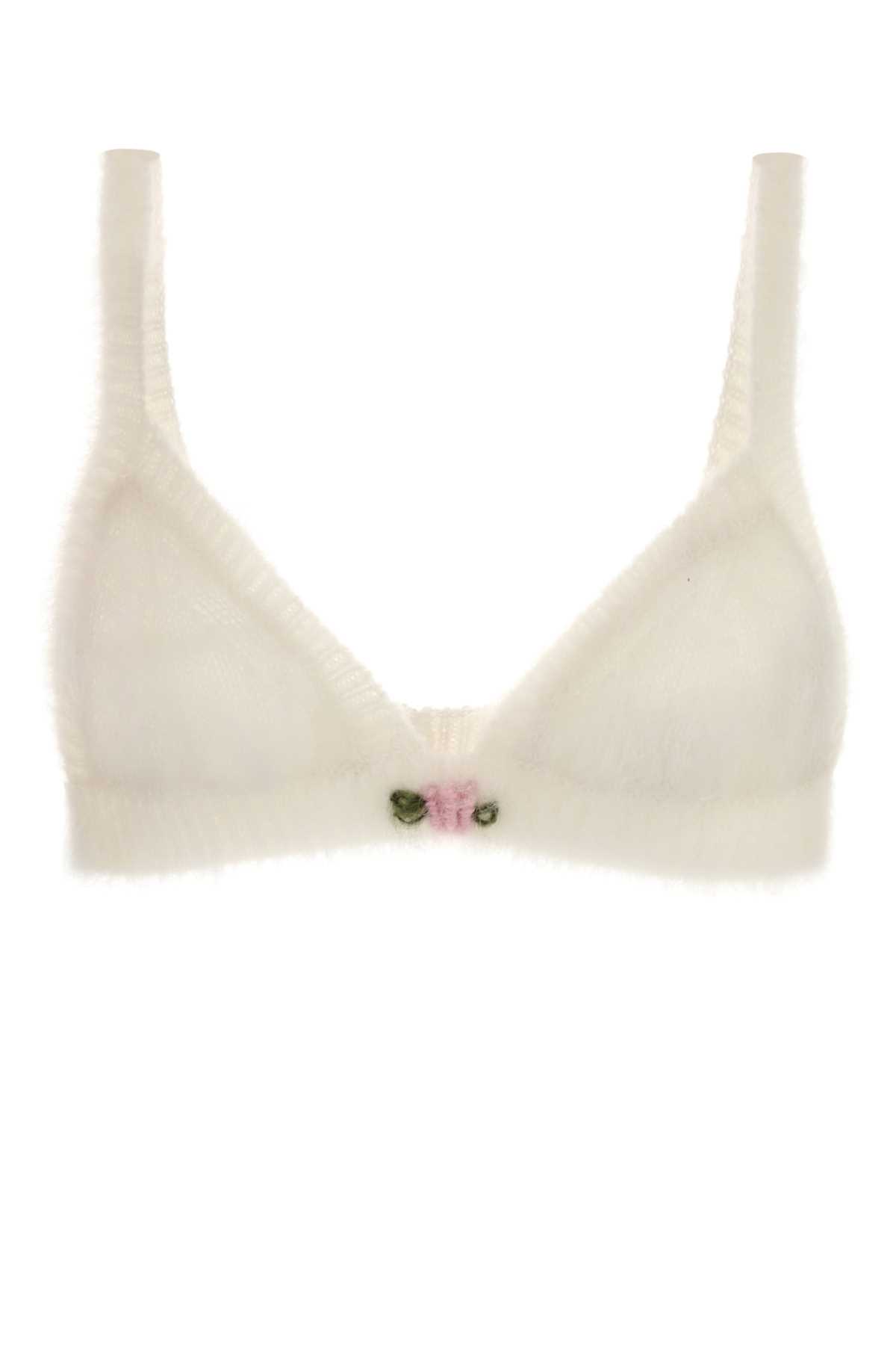 Alessandra Rich White Mohair Blend Bra