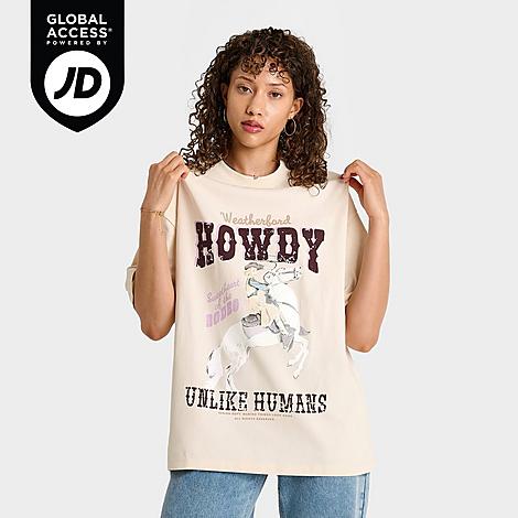 Unlike Humans Women's Howdy T-Shirt in Tofu Size: XS